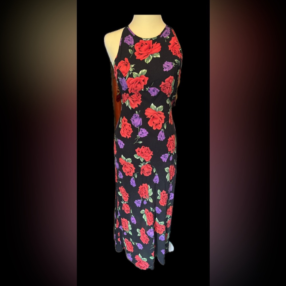 Vintage Floral Black  Dress